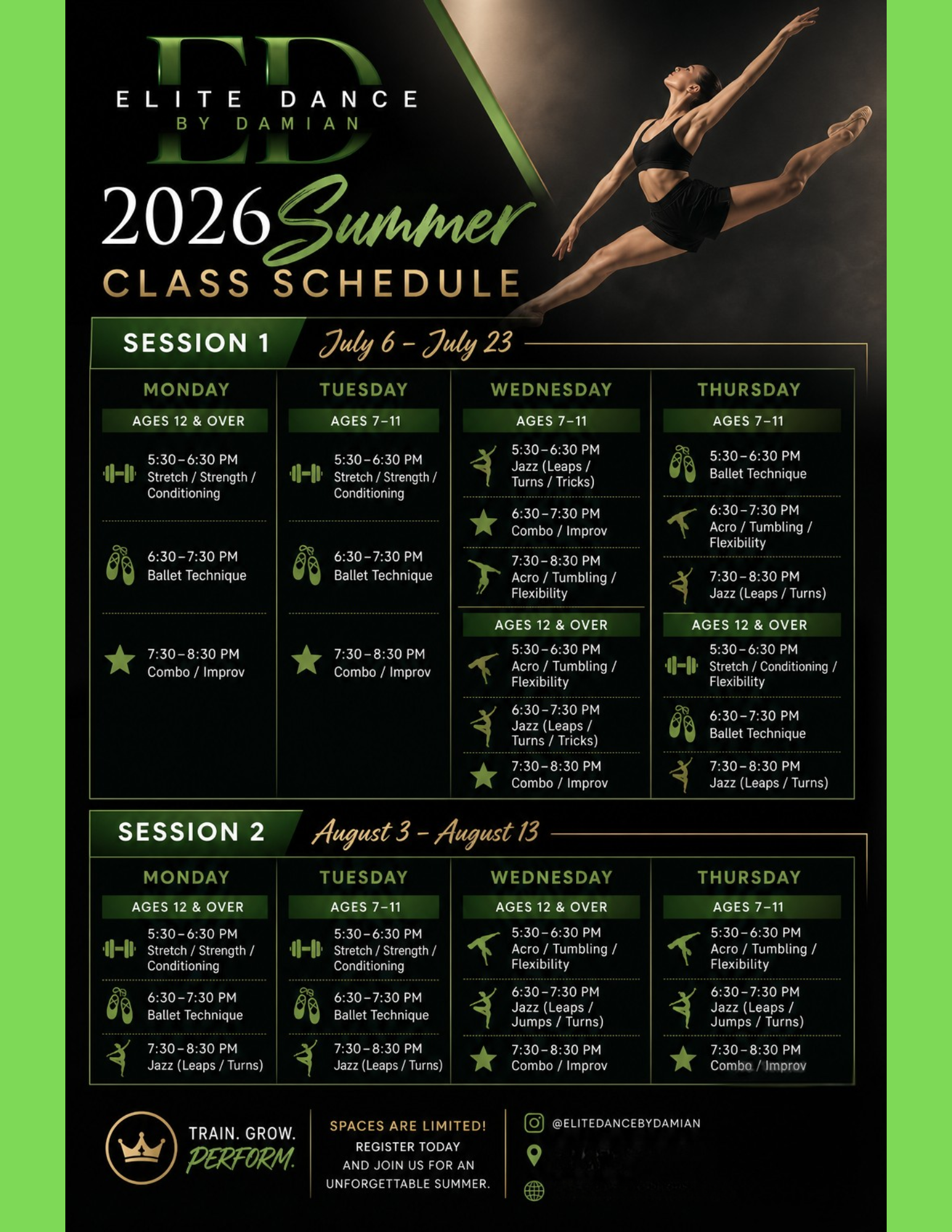 2026 Summer Schedule